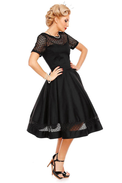 Tess Lace Sleeved Dress in Black4