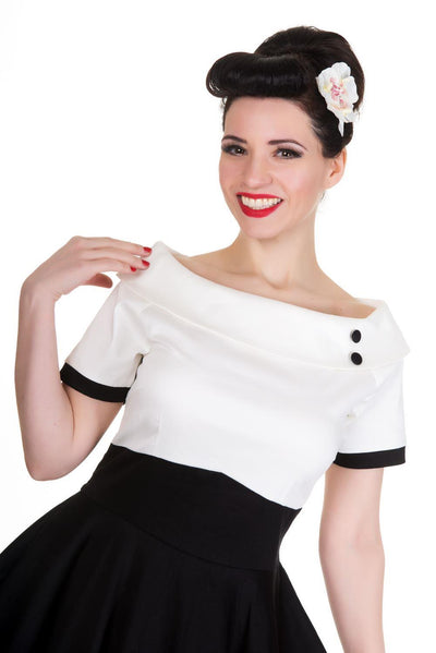 Darlene Retro Multi Tone Swing Dress in White-Black