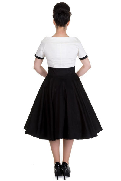 Darlene Retro Multi Tone Swing Dress in White-Black