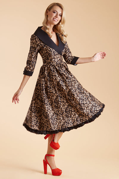 Tiffany 50's Coat Dress in Leopard Print