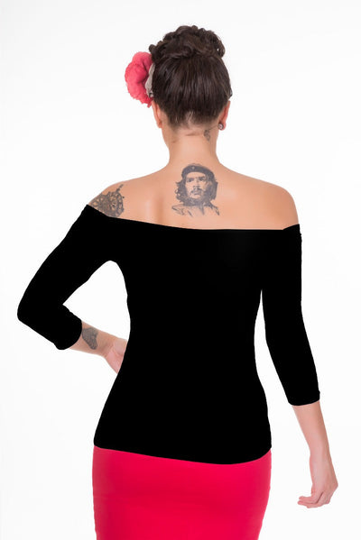 EU STOCK Gloria Bardot Rockabilly Top in Black