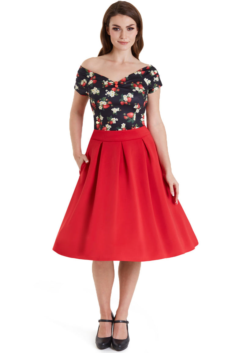 Lilian Off Shoulder Black Strawberry Top