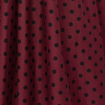 Sophia Rockabilly Halter Neck Swing Dress in Burgundy -Black Polka Dot