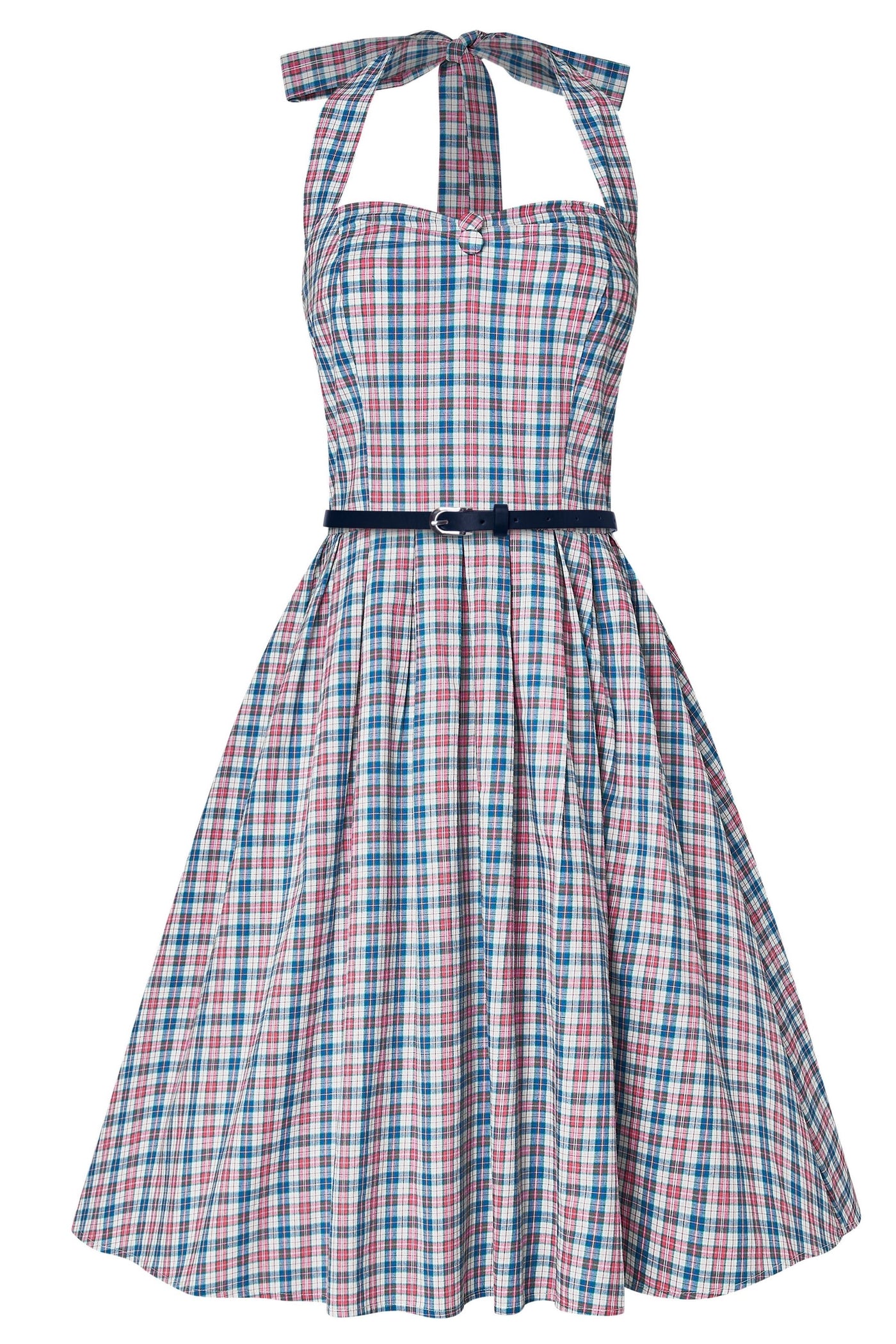 Cecilia Gingham Pin Up Dress in Pink and Blue