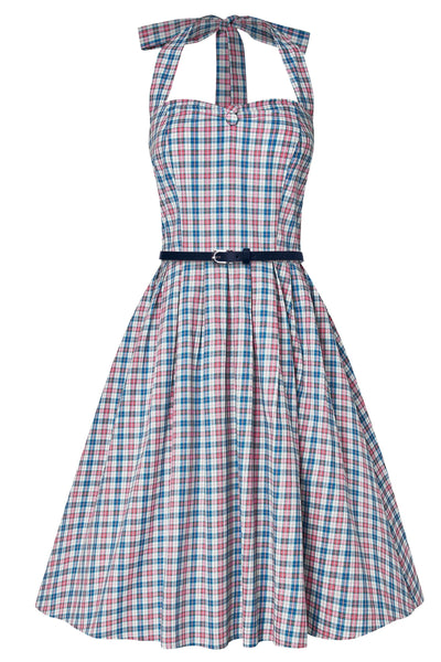 Cecilia Gingham Pin Up Dress in Pink and Blue