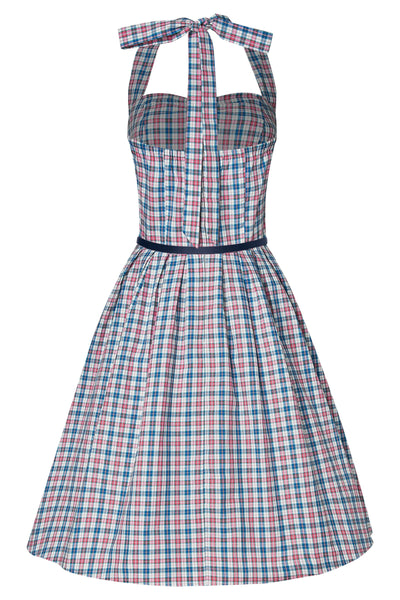 Cecilia Gingham Pin Up Dress in Pink and Blue