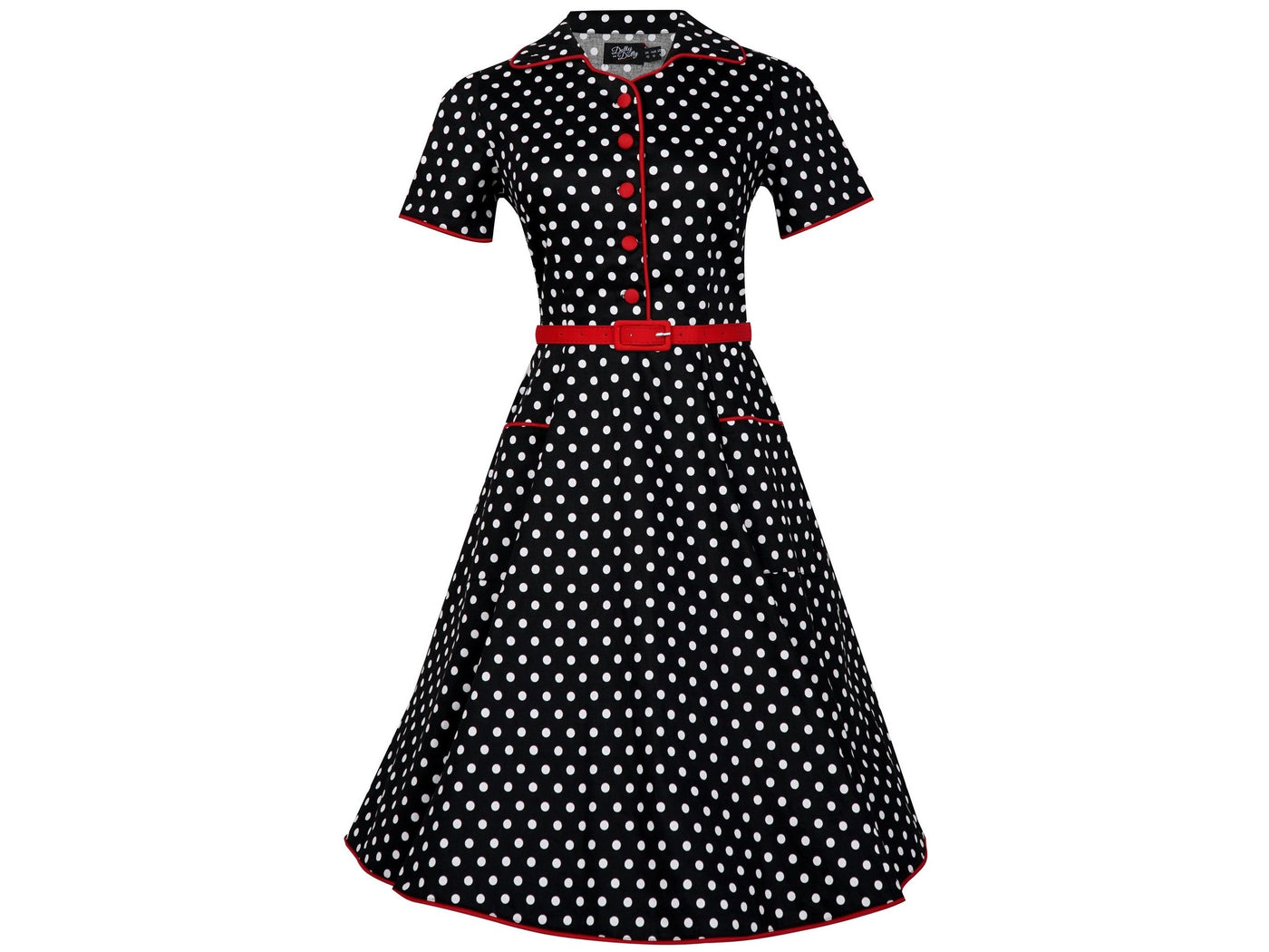 Penelope Rockabilly Black Polka Dot Shirt Dress
