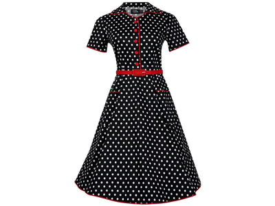 Penelope Rockabilly Black Polka Dot Shirt Dress