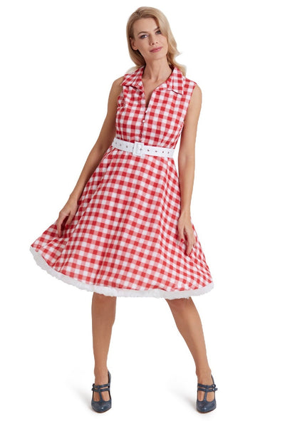 Poppy Red Gingham Swing Dress
