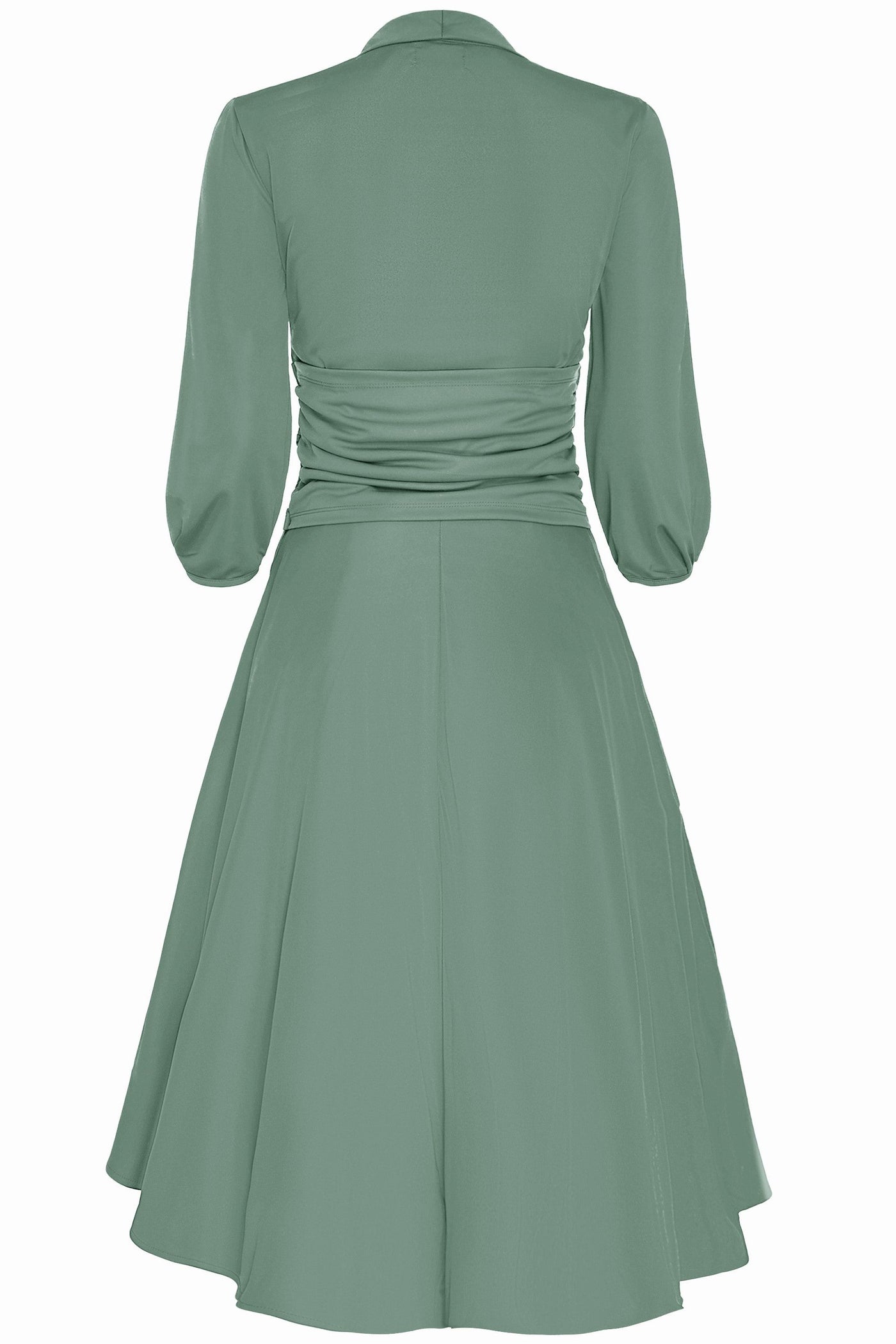 Sandra Vintage Inspired Stretchy Sage Green Bow Tie Dress