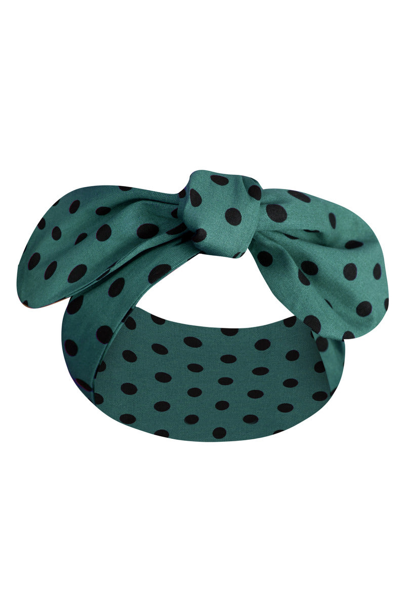 Headband in Green & Black Polka Dots