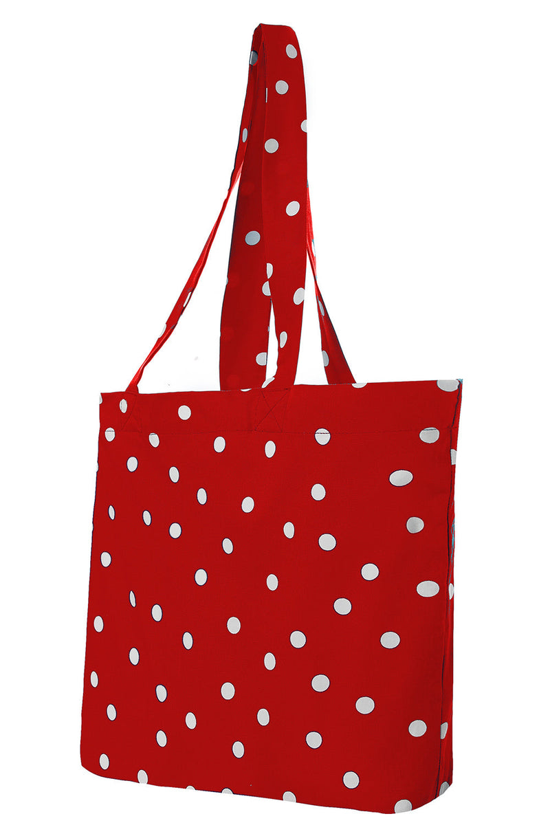 Tote Bag Red White Crazy Dots