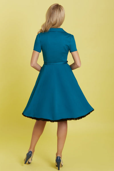 Woman's 1950s Inspired Blue Shirt Dress