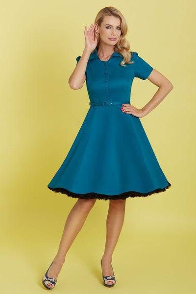 Woman's 1950s Inspired Blue Shirt Dress