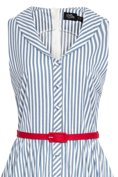 Woman's 50s Style Blue Pinstriped Shirt Dress