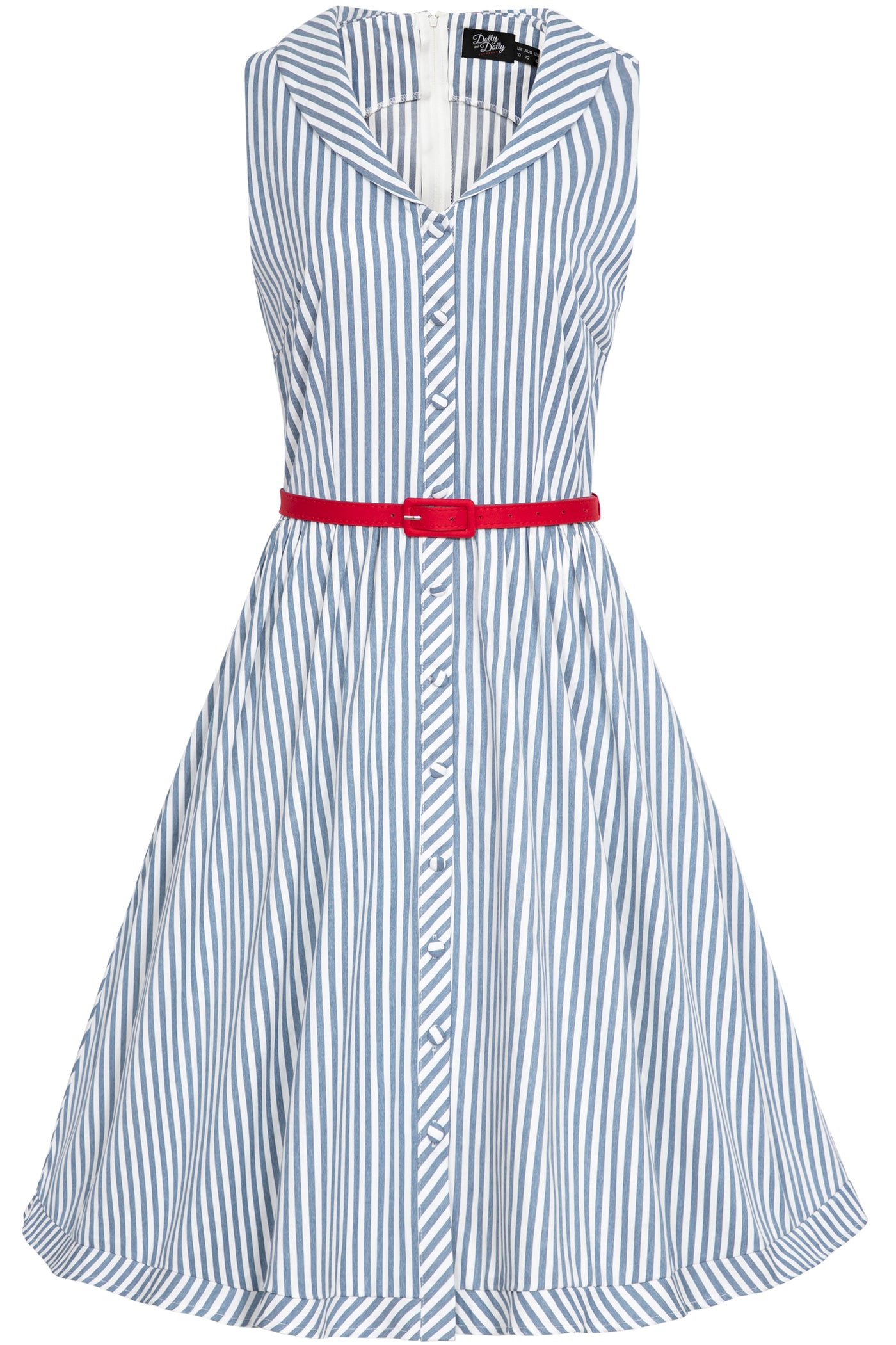 Woman's 50s Style Blue Pinstriped Shirt Dress