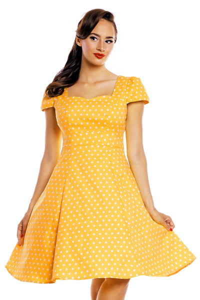 Woman's Flirty Fifties Style Dress in Yellow