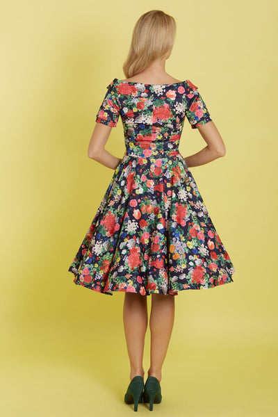 Woman's Midnight Garden Off Shoulder Swing Dress