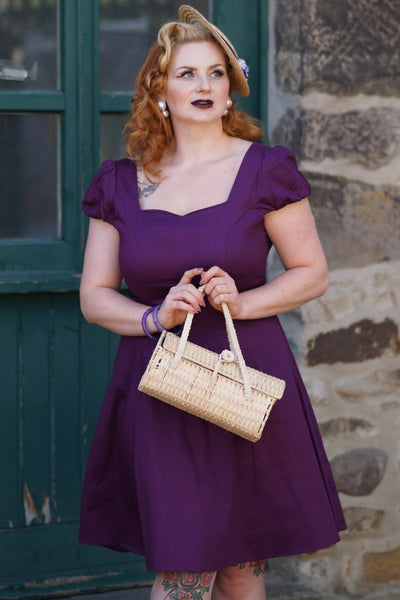 Claudia Flirty Fifties Style Dress in Purple
