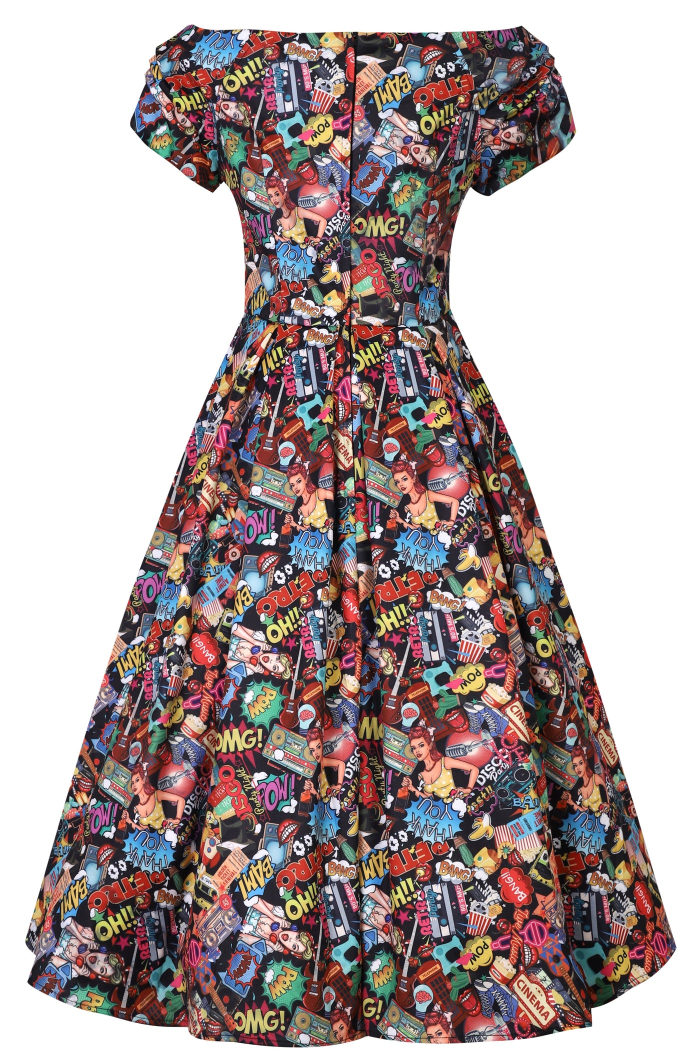 Lily Retro Off Shoulder Pop Art Circle Dress