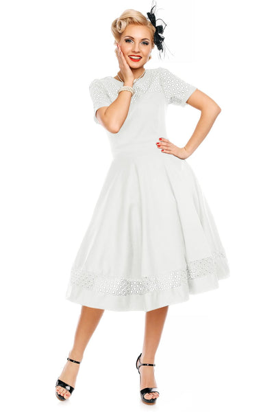 Woman's Lace Sleeved Dress in White