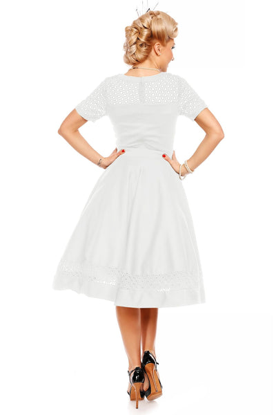 Woman's Lace Sleeved Dress in White