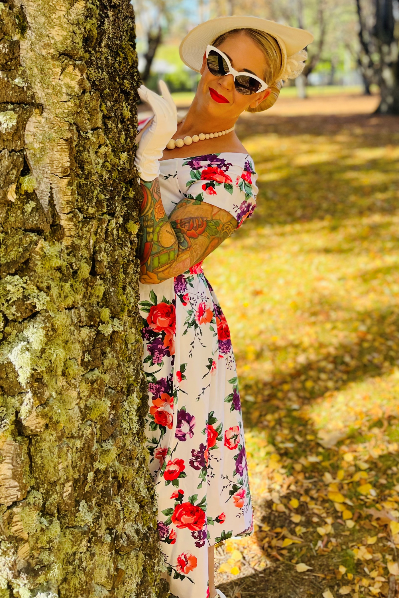 Women's Off Shoulder 50's Inspired Evening Dress in White