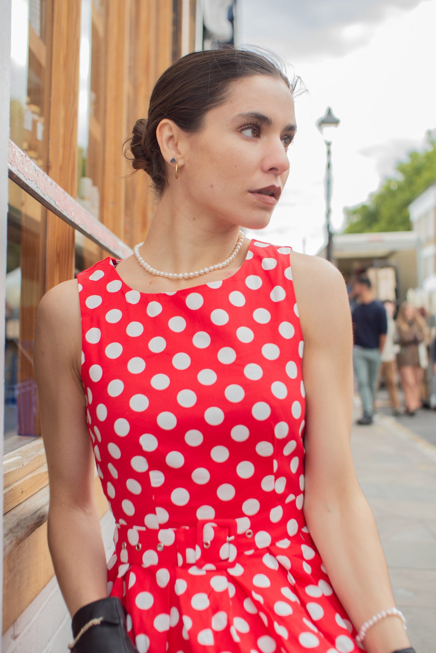 Annie Red Swing Dress with White Polka Dots