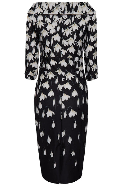 Denise Vintage Inspired Wiggle Dress - Snowdrop in Black
