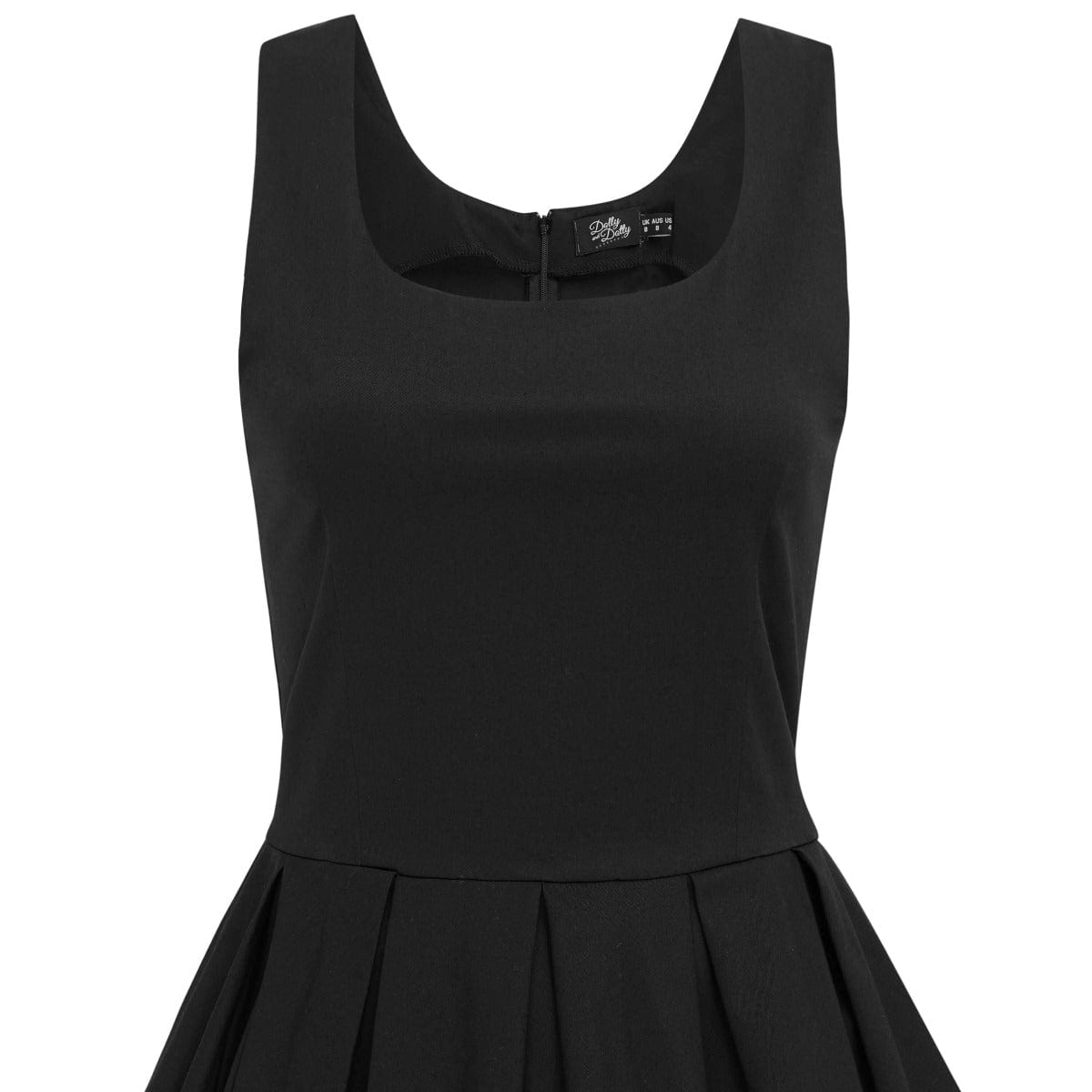 Amanda Embroidered Scoop Neck Swing Dress in Black-Red