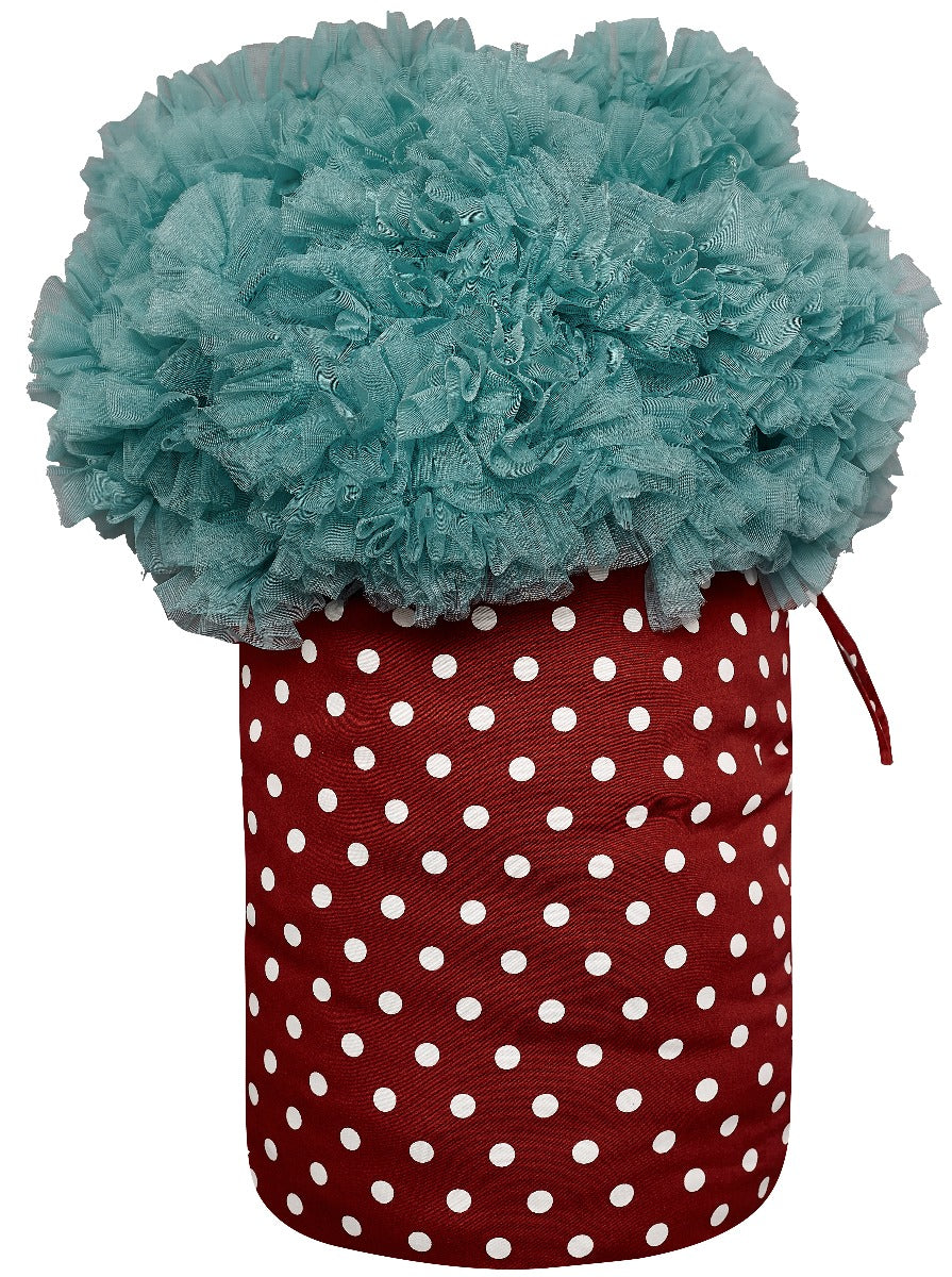 Petticoat String Tie Bag in Burgundy with White Polka 