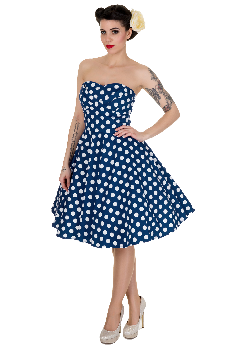Bandeau Retro Rockabilly Dress in Navy