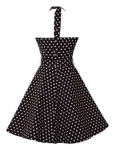 Penny 50's Polka Dot Flared Dress in Black