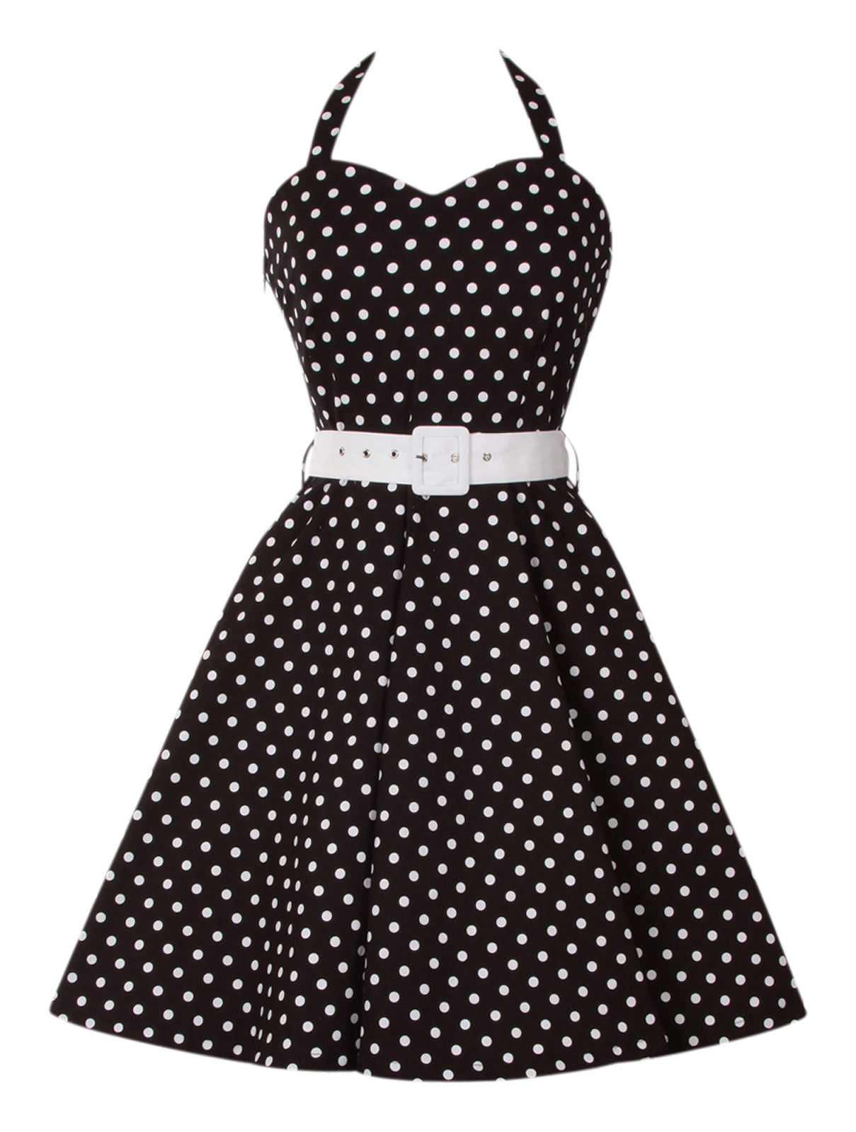 Penny 50's Polka Dot Flared Dress in Black