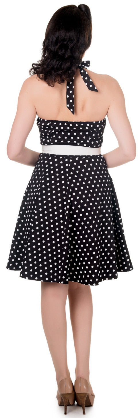 Penny 50's Polka Dot Flared Dress in Black