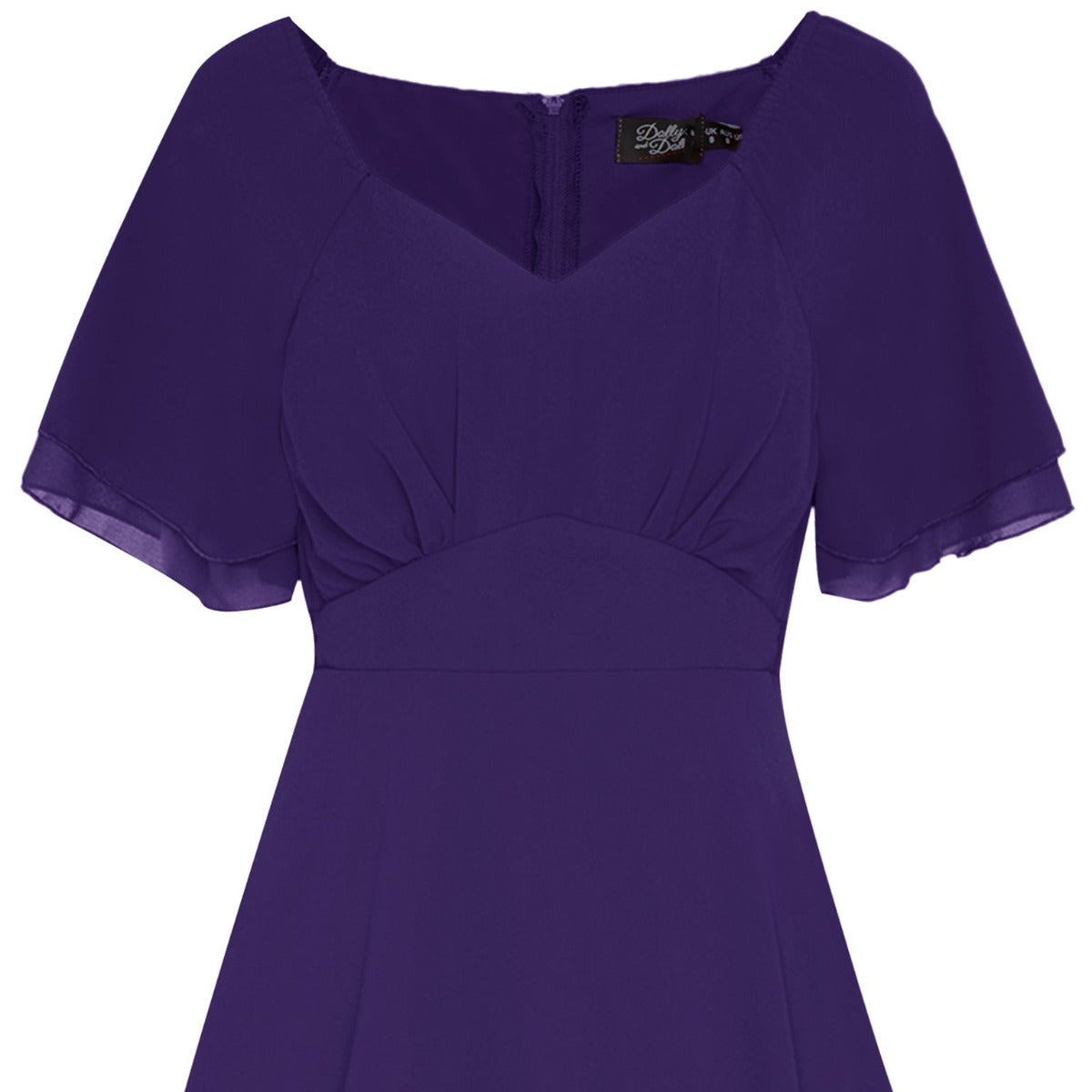 Floaty Chiffon Dress in Purple close up