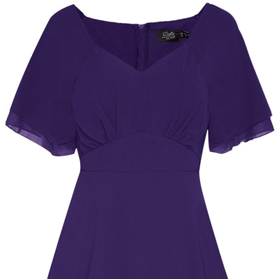 Floaty Chiffon Dress in Purple close up