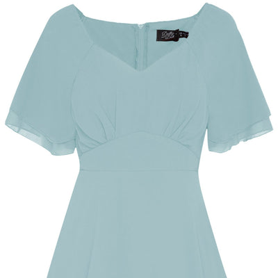 Meredith Comfortable Flattering Floaty Chiffon Dress in Pale Blue