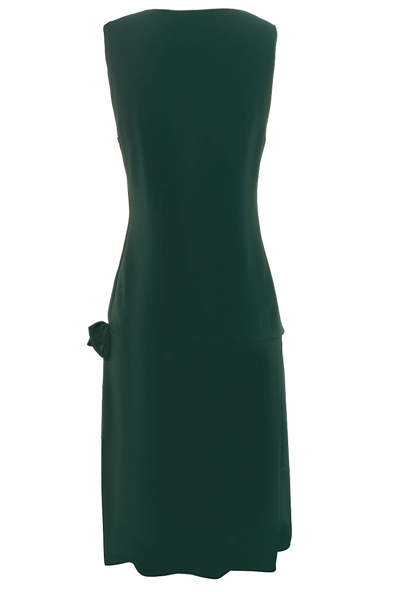 Priscilla 1920's Inspired Drop Waist Wrap Chiffon Dress in Emerald Green