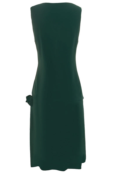 Priscilla 1920's Inspired Drop Waist Wrap Chiffon Dress in Emerald Green