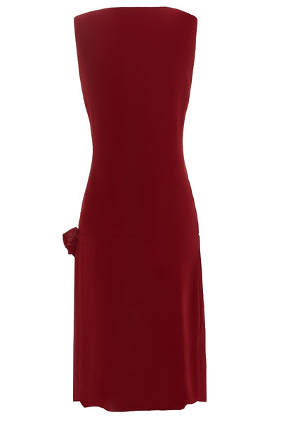 Priscilla 1920's Inspired Drop Waist Wrap Chiffon Dress in  Burgundy