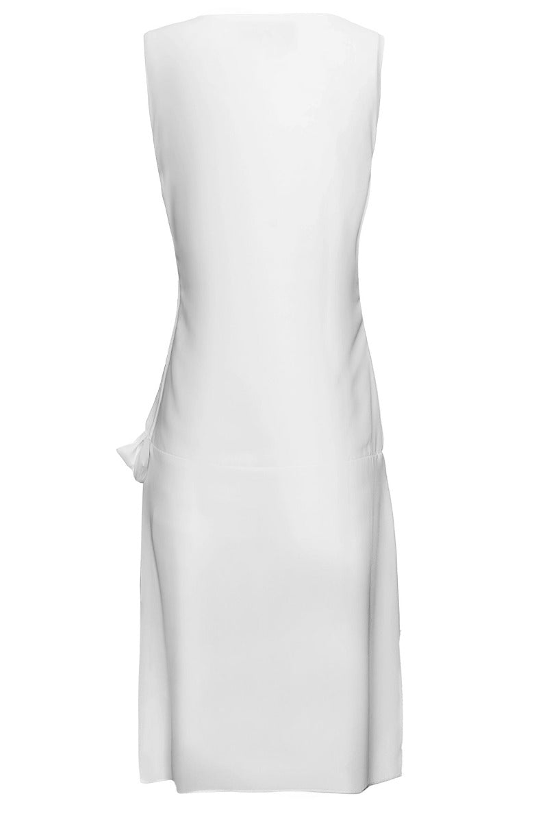 Priscilla 1920's Inspired Drop Waist Wrap Chiffon Dress in White