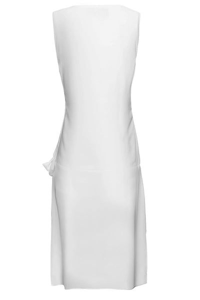 Priscilla 1920's Inspired Drop Waist Wrap Chiffon Dress in White