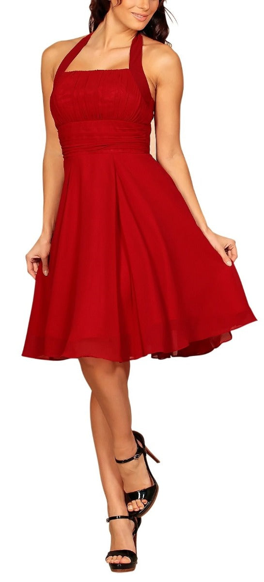 Women's Red Cocktail Chiffon Dresses