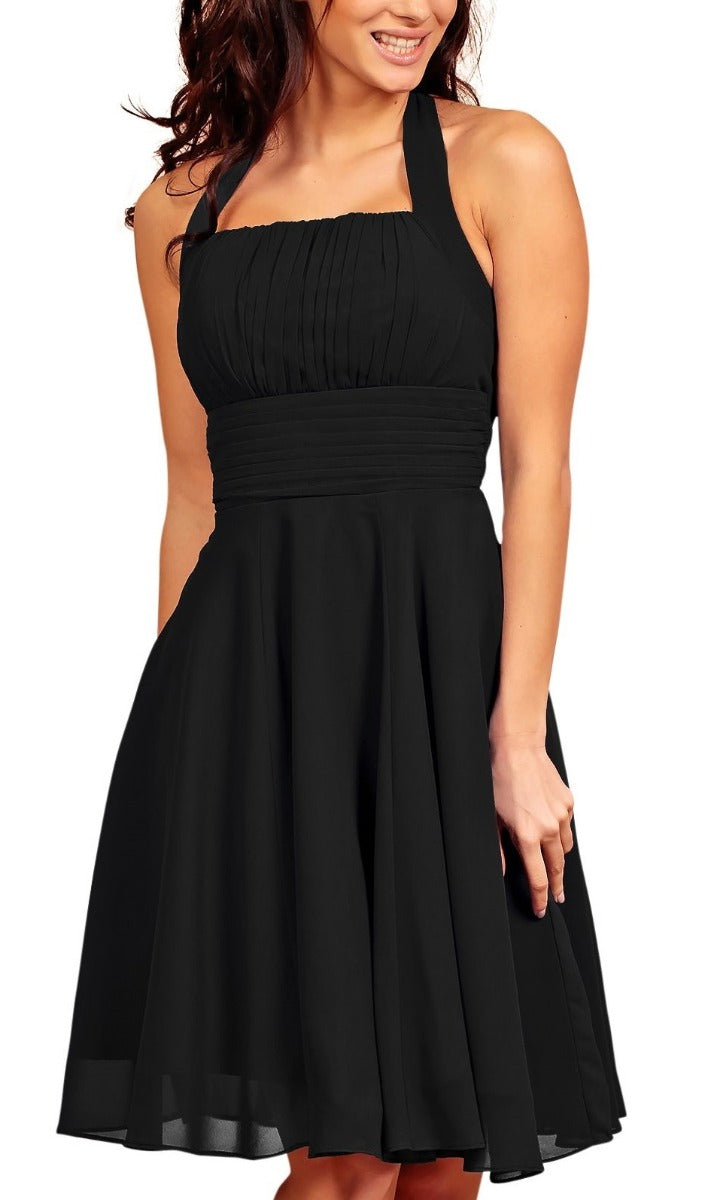 Women's Black Cocktail Chiffon Dresses