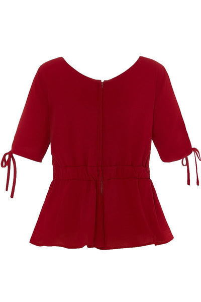 Ada Formal Semi V-neck Top in Red