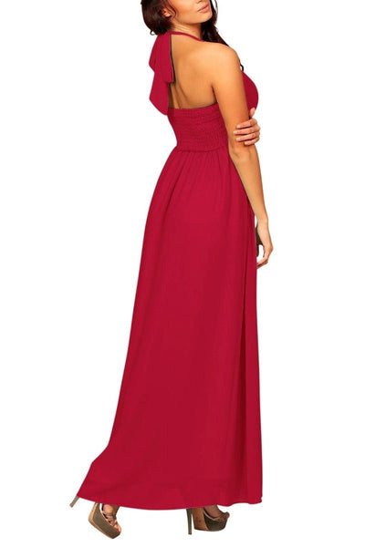 Lynnette Chiffon Evening Dress in Burgundy