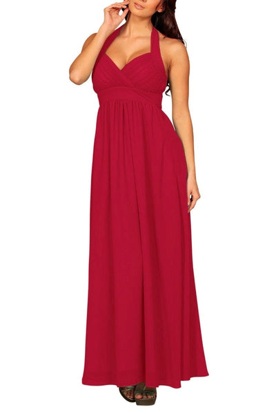 Lynnette Chiffon Evening Dress in Burgundy
