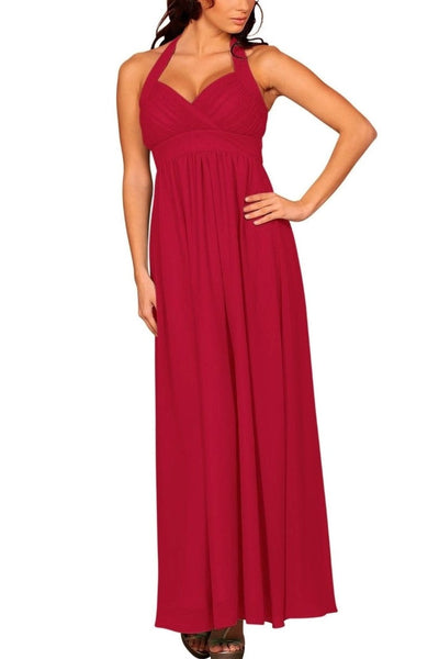 Lynnette Chiffon Evening Dress in Burgundy