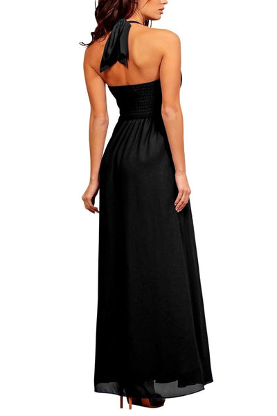 Lynnette Chiffon Evening Dress in Black